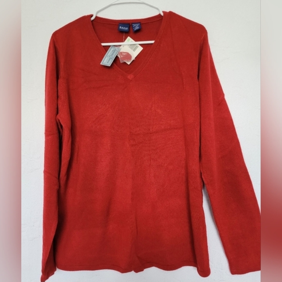 Basic Edition Luxurious Yarns Women's 100%Acryl V - Neck Sweater Soft Red Large - Picture 9 of 16